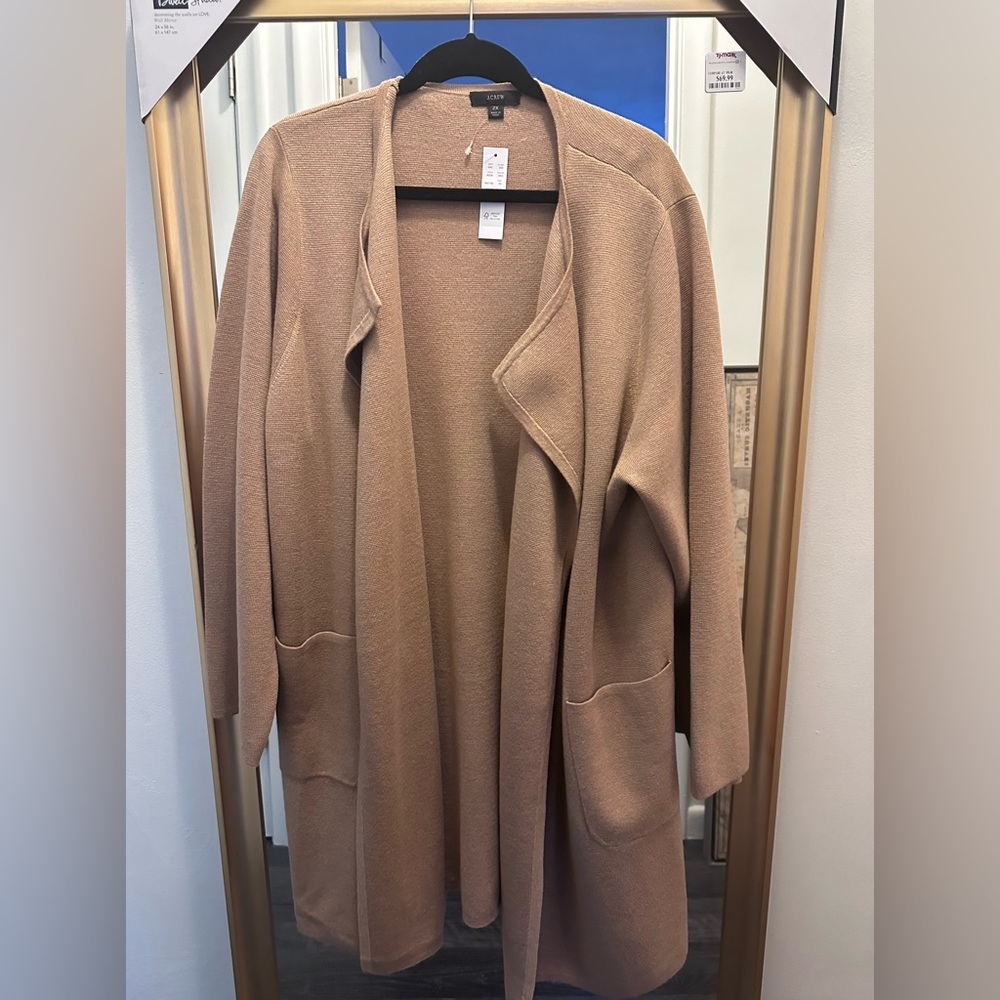 JCREW Juliette collarless sweater-blazer - Heather Khaki in 2X NWT